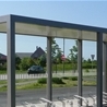 Sharp Plaza Single, glazed back with bicycle stand Arc, 9-meters roof